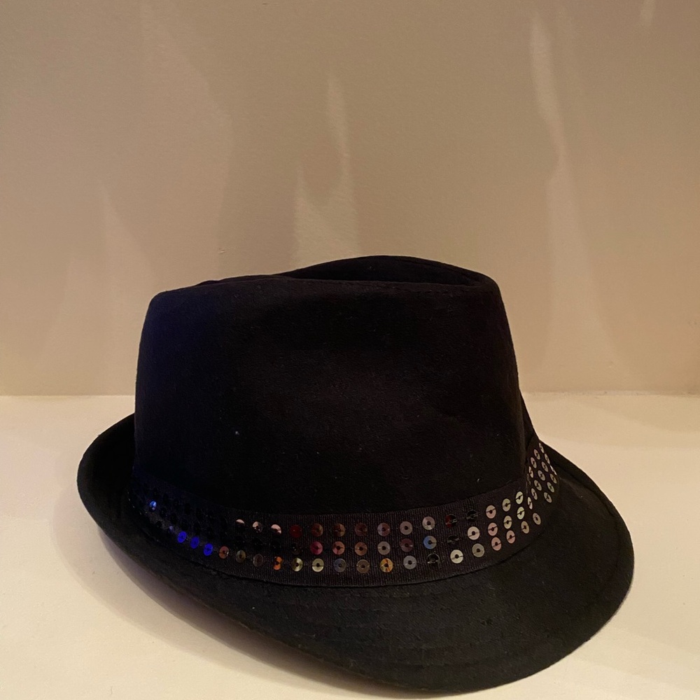 Black Fedora Hat with Sequin Band